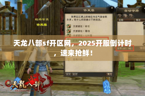 天龙八部sf开区网，2025开服倒计时，速来抢鲜！
