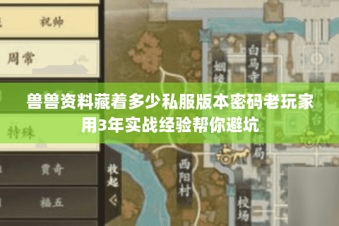 兽兽资料藏着多少私服版本密码老玩家用3年实战经验帮你避坑