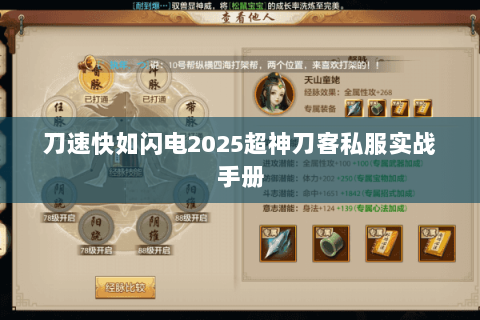 刀速快如闪电2025超神刀客私服实战手册