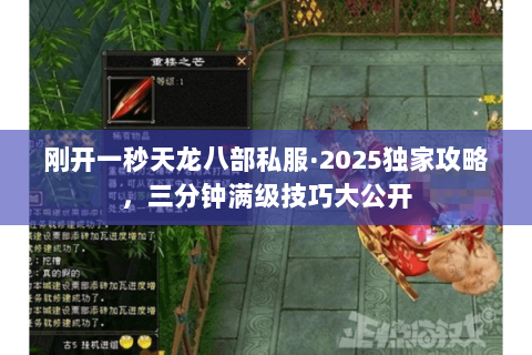 刚开一秒天龙八部私服·2025独家攻略，三分钟满级技巧大公开