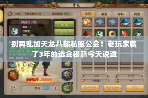 别再乱加天龙八部私服公会！老玩家藏了3年的选会秘籍今天说透