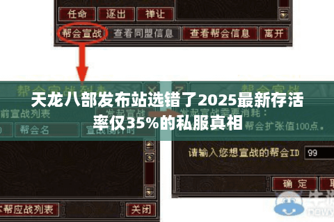 天龙八部发布站选错了2025最新存活率仅35%的私服真相