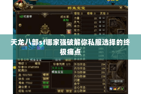 天龙八部sf哪家强破解你私服选择的终极痛点