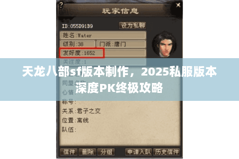 天龙八部sf版本制作，2025私服版本深度PK终极攻略
