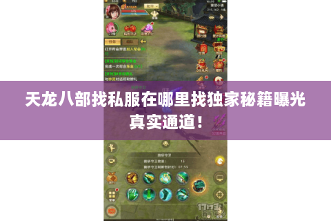 天龙八部找私服在哪里找独家秘籍曝光真实通道！