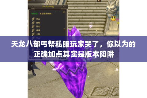 天龙八部丐帮私服玩家哭了，你以为的正确加点其实是版本陷阱