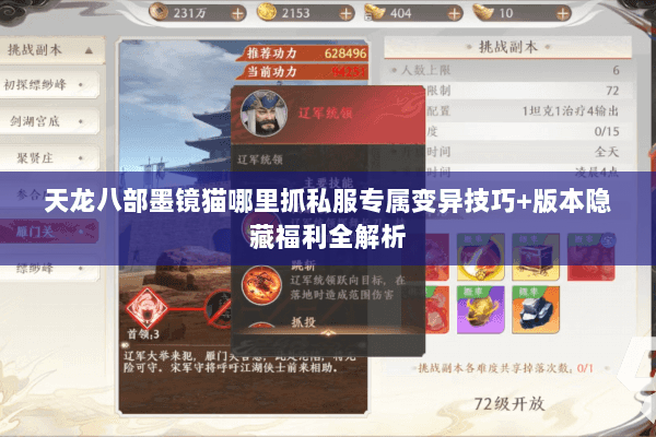 天龙八部墨镜猫哪里抓私服专属变异技巧+版本隐藏福利全解析