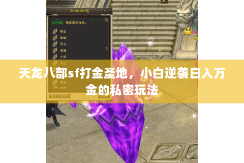 天龙八部sf打金圣地，小白逆袭日入万金的私密玩法