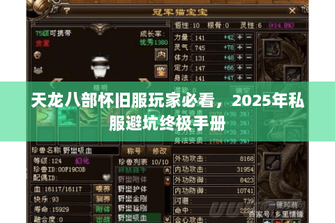 天龙八部怀旧服玩家必看，2025年私服避坑终极手册