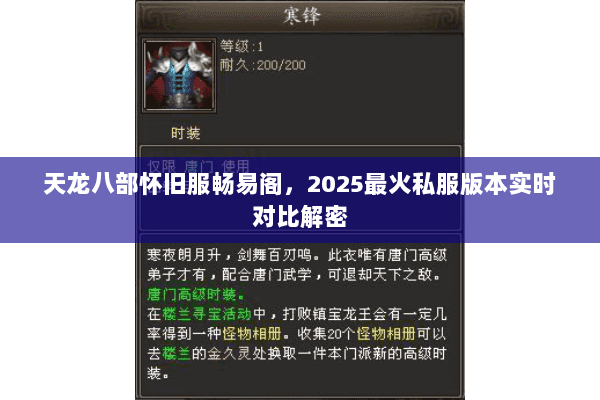 天龙八部怀旧服畅易阁，2025最火私服版本实时对比解密