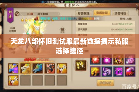 天龙八部怀旧测试服最新数据揭示私服选择捷径