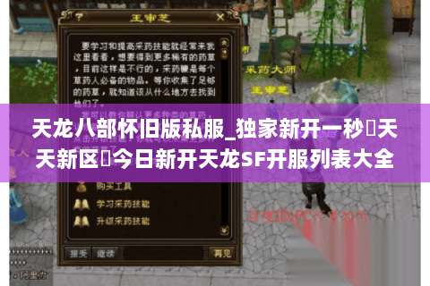 天龙八部怀旧版私服_独家新开一秒▷天天新区◁今日新开天龙SF开服列表大全