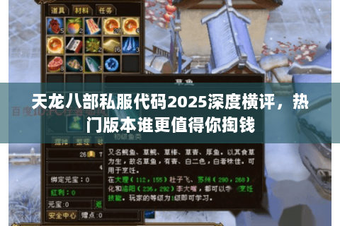 天龙八部私服代码2025深度横评，热门版本谁更值得你掏钱