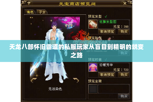 天龙八部怀旧霸道的私服玩家从盲目到精明的蜕变之路