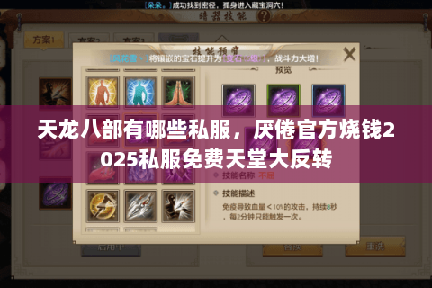 天龙八部有哪些私服，厌倦官方烧钱2025私服免费天堂大反转