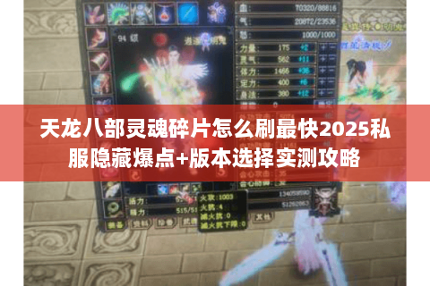 天龙八部灵魂碎片怎么刷最快2025私服隐藏爆点+版本选择实测攻略