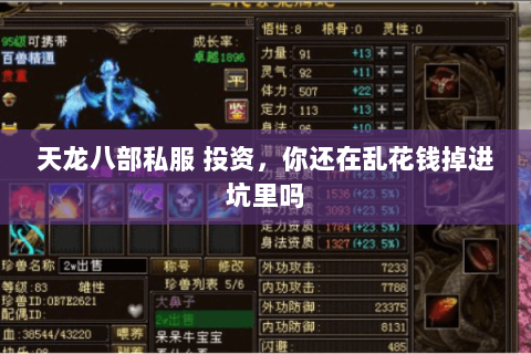 天龙八部私服 投资，你还在乱花钱掉进坑里吗