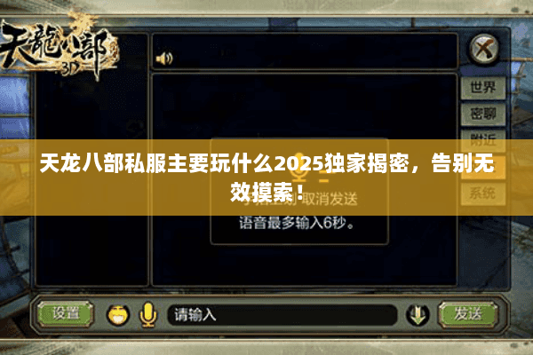 天龙八部私服主要玩什么2025独家揭密，告别无效摸索！