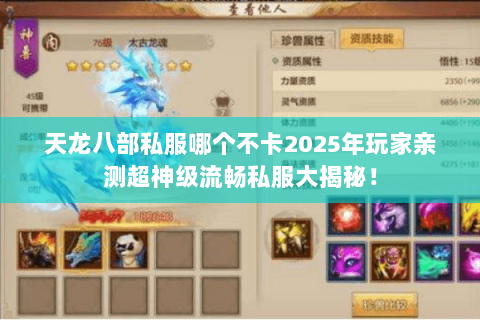 天龙八部私服哪个不卡2025年玩家亲测超神级流畅私服大揭秘！