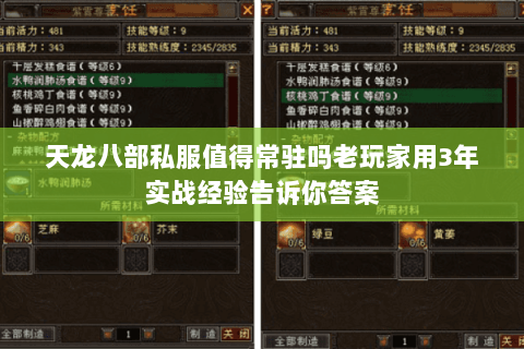 天龙八部私服值得常驻吗老玩家用3年实战经验告诉你答案