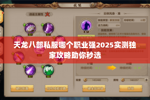 天龙八部私服哪个职业强2025实测独家攻略助你秒选