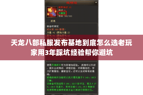 天龙八部私服发布基地到底怎么选老玩家用3年踩坑经验帮你避坑