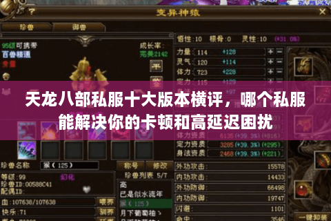 天龙八部私服十大版本横评，哪个私服能解决你的卡顿和高延迟困扰