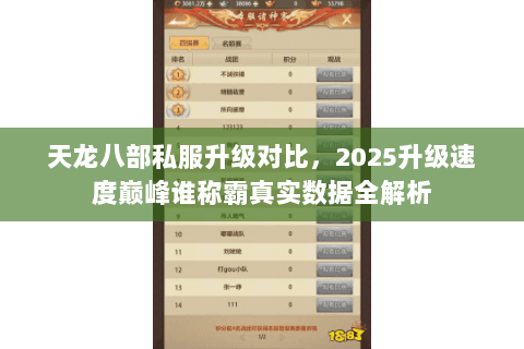 天龙八部私服升级对比，2025升级速度巅峰谁称霸真实数据全解析