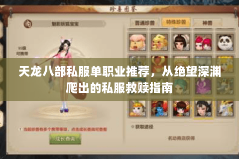 天龙八部私服单职业推荐，从绝望深渊爬出的私服救赎指南