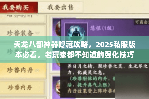 天龙八部神器隐藏攻略,2025私服版本必看,老玩家都不知道的强化技巧 天龙八部神器隐藏攻略,2025私服版本必看,老玩家都不知道的强化技巧