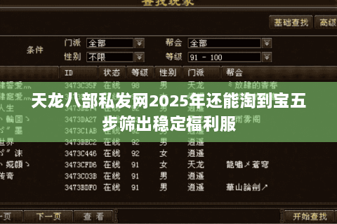 天龙八部私发网2025年还能淘到宝五步筛出稳定福利服