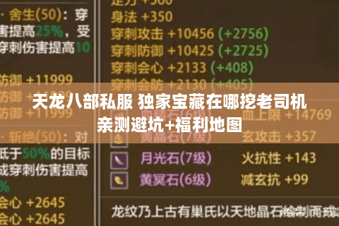 天龙八部私服 独家宝藏在哪挖老司机亲测避坑+福利地图