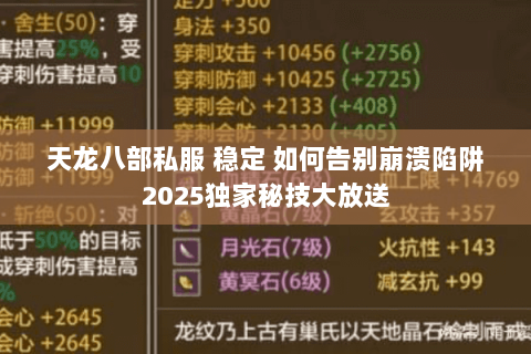 天龙八部私服 稳定 如何告别崩溃陷阱2025独家秘技大放送