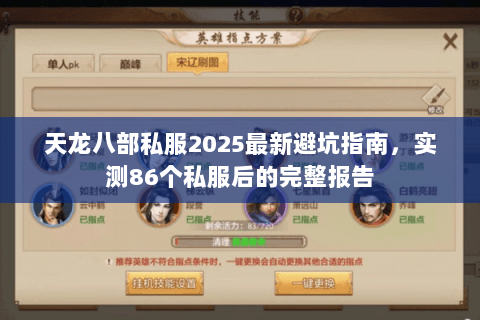 天龙八部私服2025最新避坑指南,实测86个私服后的完整报告 天龙八部私服2025最新避坑指南,实测86个私服后的完整报告