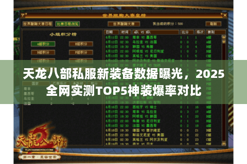 天龙八部私服新装备数据曝光，2025全网实测TOP5神装爆率对比