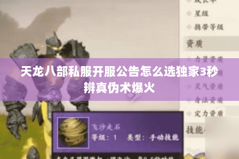 天龙八部私服开服公告怎么选独家3秒辨真伪术爆火