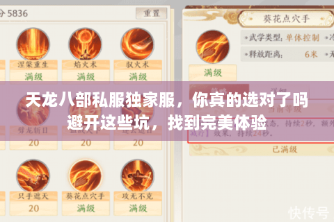 天龙八部私服独家服，你真的选对了吗避开这些坑，找到完美体验