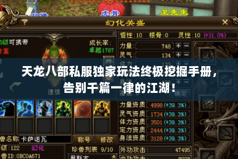 天龙八部私服独家玩法终极挖掘手册，告别千篇一律的江湖！