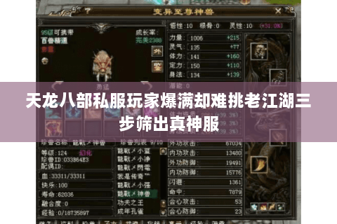 天龙八部私服玩家爆满却难挑老江湖三步筛出真神服