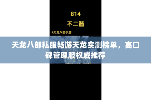 天龙八部私服畅游天龙实测榜单，高口碑管理服权威推荐