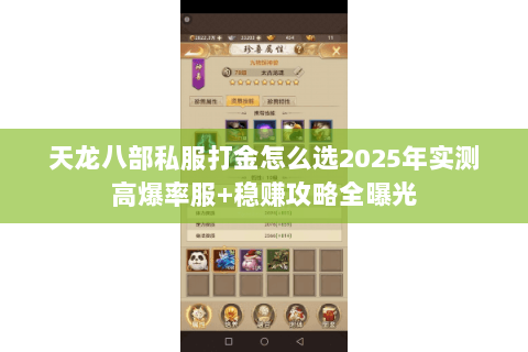 天龙八部私服打金怎么选2025年实测高爆率服+稳赚攻略全曝光 天龙八部私服打金怎么选2025年实测高爆率服+稳赚攻略全曝光
