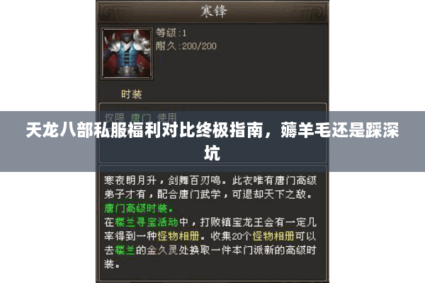 天龙八部私服福利对比终极指南，薅羊毛还是踩深坑