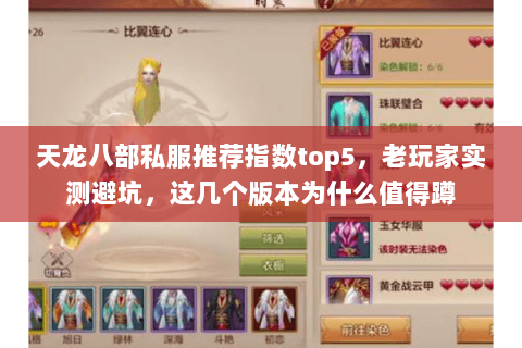 天龙八部私服推荐指数top5，老玩家实测避坑，这几个版本为什么值得蹲