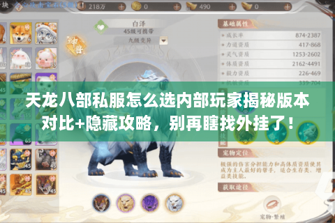 天龙八部私服怎么选内部玩家揭秘版本对比+隐藏攻略，别再瞎找外挂了！