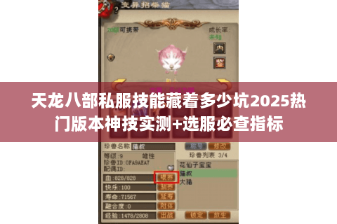 天龙八部私服技能藏着多少坑2025热门版本神技实测+选服必查指标