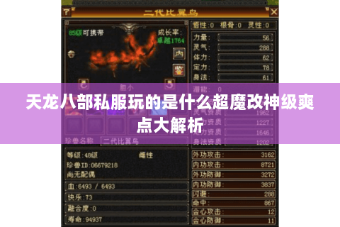 天龙八部私服玩的是什么超魔改神级爽点大解析