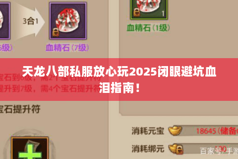 天龙八部私服放心玩2025闭眼避坑血泪指南！
