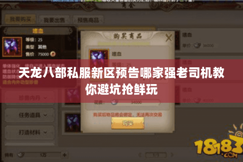 天龙八部私服新区预告哪家强老司机教你避坑抢鲜玩