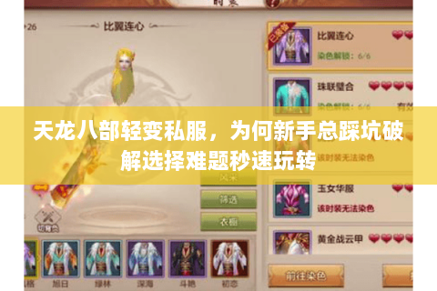 天龙八部轻变私服，为何新手总踩坑破解选择难题秒速玩转