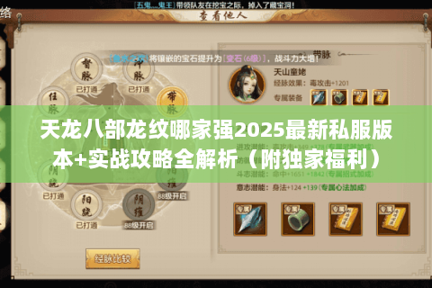 天龙八部龙纹哪家强2025最新私服版本+实战攻略全解析（附独家福利）